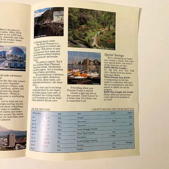 Vintage 1986 Princess Cruises Canada Alaska Pacific Princess Brochure Pamphlet - Picture 13 of 16